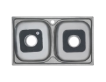 Мойка для кухни MELANA 8148S 0,8/210 врезная прямоугольная с с сифоном две чаши