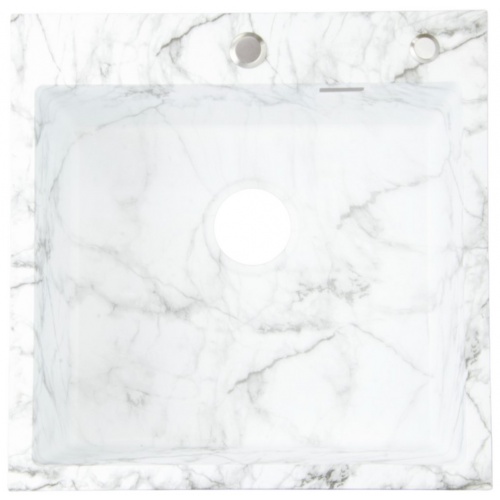 Мойка для кухни Santrek Aqua 50х50х22 (3.0) белый мрамор, сталь, сифон, дозатор, коландер купить в интернет магазине Санрай73