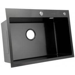 Мойка для кухни Santrek Aqua 70х48х22 (3.0) графит, сталь нержавеющая, сифон, дозатор, коландер