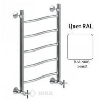 Полотенцесушитель 60/50 НИКА WAVE ЛВ водяной нижнее подключение, глянцевый белый