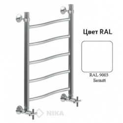 Полотенцесушитель 60/50 НИКА WAVE ЛВ водяной нижнее подключение, глянцевый белый