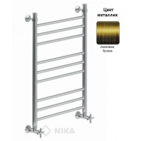 Полотенцесушитель 80/50 НИКА CLASSIC ЛП (г2) водяной нижнее подключение, Люкс, бронза
