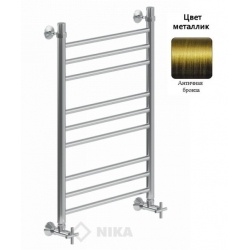 Полотенцесушитель 80/50 НИКА CLASSIC ЛП (г2) водяной нижнее подключение, Люкс, бронза
