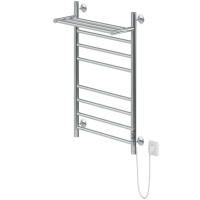 Полотенцесушитель 80/50 Ника WAY 2 электрический с полкой, хром, правый тэн, с греющим кабелем