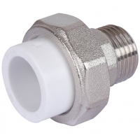 Муфта 20 мм х 1/2"нр разъемная Политэк PPRC белый, для полипропиленовых труб