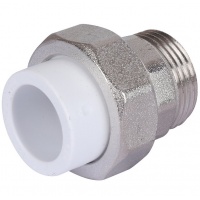 Муфта 20 мм х 3/4"нр разъемная Политэк PPRC белый, для полипропиленовых труб