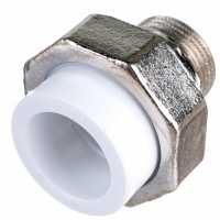 Муфта 25 мм х 3/4"нр разъемная Политэк PPRC белый, для полипропиленовых труб
