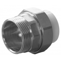 Муфта 50 мм х 1 1/2"нр разъемная Политэк PPRC белый, для полипропиленовых труб