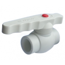 Кран шаровой стандартнопроходной 20 мм прямой Политэк PPR белый, для полипропиленовых труб