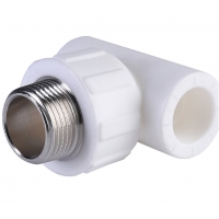 Тройник 20 мм х 3/4"нр х 20 мм Политэк PPRC белый с резьбой, для полипропиленовых труб