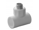 Тройник 25 мм х 1/2"нр х 25 мм с резьбой Политэк PPRC белый для полипропиленовых труб