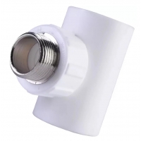 Тройник 32 мм х 1/2"нр х 32 мм с резьбой Политэк PPRC белый для полипропиленовых труб