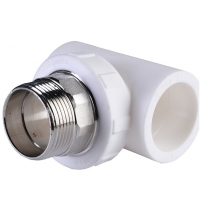 Тройник 40 мм х 1 1/4"нр х 40 мм Политэк PPRC белый с резьбой, для полипропиленовых труб