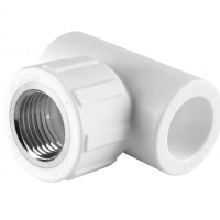 Тройник 20 мм х 1/2"вр х 20 мм с резьбой Политэк PPRC белый для полипропиленовых труб