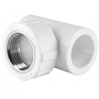 Тройник 32 мм х 1"вр х 32 мм с резьбой Политэк PPRC белый для полипропиленовых труб