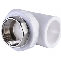 Тройник 40 мм х 1 1/4"вр х 40 мм Политэк PPRC белый с резьбой, для полипропиленовых труб