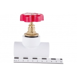 Вентиль 25 мм Политэк PPR белый, прямоточный, для полипропиленовых труб