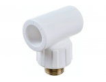 Тройник 20 мм х 1/2"нр х 20 мм с резьбой Политэк PPRC белый для полипропиленовых труб