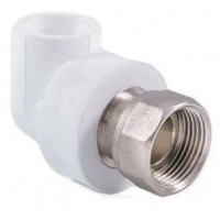 Угольник 25 мм х 3/4"накидная гайка Политэк PPRC белый, для полипропиленовых труб