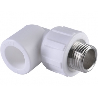 Угольник 20 мм х 1/2"нр Политэк PPRC белый, для полипропиленовых труб