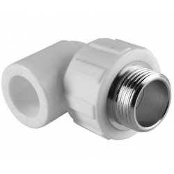 Угольник 20 мм х 3/4"нр Политэк PPRC белый, для полипропиленовых труб