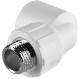 Угольник 25 мм х 1/2"нр Политэк PPRC белый, для полипропиленовых труб