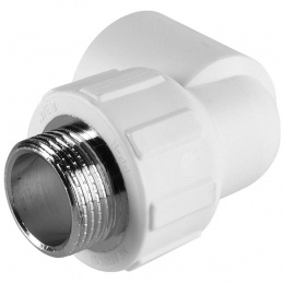 Угольник 25 мм х 3/4"нр Политэк PPRC белый, для полипропиленовых труб