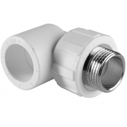 Угольник 25 мм х 3/4"нр Политэк PPRC белый, для полипропиленовых труб