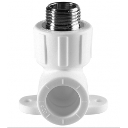 Угольник с креплением 20 мм х 1/2"нр Политэк PPRC белый, для полипропиленовых труб