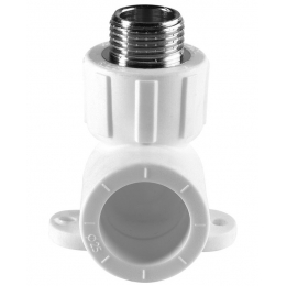 Угольник с креплением 25 мм х 1/2"нр Политэк PPRC белый, для полипропиленовых труб