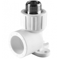 Угольник с креплением 25 мм х 1/2"нр Политэк PPRC белый, для полипропиленовых труб