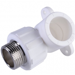 Угольник с креплением 25 мм х 3/4"нр Политэк PPRC белый для полипропиленовых труб