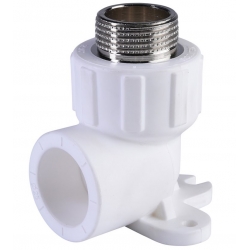 Угольник с креплением 25 мм х 3/4"нр Политэк PPRC белый для полипропиленовых труб