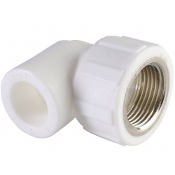 Угольник 20 мм х 3/4"вр Политэк PPRC белый, для полипропиленовых труб