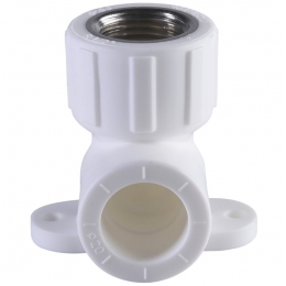 Угольник с креплением 20 мм х 1/2"вр Политэк PPRC белый, для полипропиленовых труб
