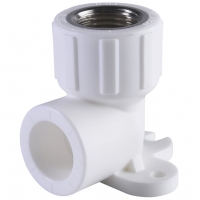 Угольник с креплением 20 мм х 1/2"вр Политэк PPRC белый, для полипропиленовых труб