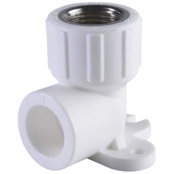 Угольник с креплением 20 мм х 1/2"вр Политэк PPRC белый, для полипропиленовых труб