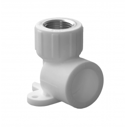 Угольник с креплением 25 мм х 1/2"вр Политэк PPRC белый, для полипропиленовых труб