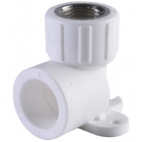 Угольник с креплением 25 мм х 1/2"вр Политэк PPRC белый, для полипропиленовых труб