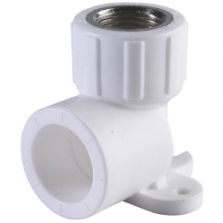 Угольник с креплением 25 мм х 1/2"вр Политэк PPRC белый, для полипропиленовых труб