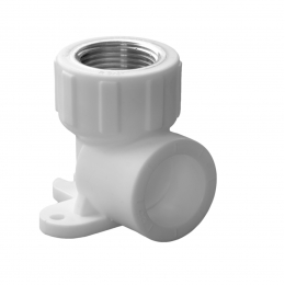 Угольник 25 мм х 3/4"вр с креплением Политэк PPRC белый, для полипропиленовых труб
