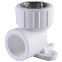 Угольник 25 мм х 3/4"вр с креплением Политэк PPRC белый, для полипропиленовых труб