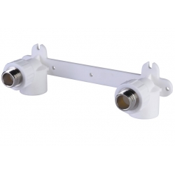 Угольник двойной на пластине 20 мм х 1/2"нр Политэк PPRC белый, для полипропиленовых труб