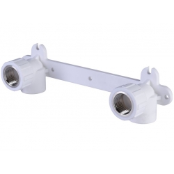 Угольник двойной на пластине 20 мм х 1/2"вр Политэк PPRC белый, для полипропиленовых труб