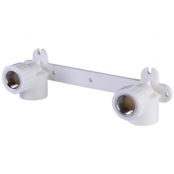 Угольник двойной на пластине 25 мм х 1/2"вр Политэк PPRC белый, для полипропиленовых труб