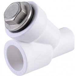 Фильтр сетчатый 32 мм 45º Политэк PPRC белый внутренний-наружный, для полипропиленовых труб