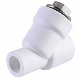 Фильтр сетчатый 32 мм 45º Политэк PPRC белый внутренний-наружный, для полипропиленовых труб
