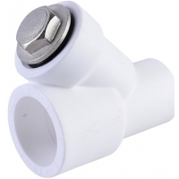 Фильтр сетчатый 40 мм 45º Политэк PPRC белый внутренний-наружный, для полипропиленовых труб