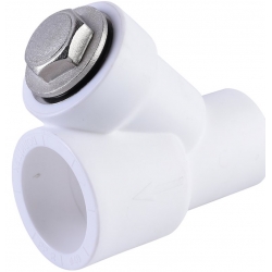 Фильтр сетчатый 40 мм 45º Политэк PPRC белый внутренний-наружный, для полипропиленовых труб