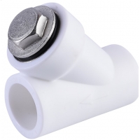 Фильтр сетчатый 32 мм 45º Политэк PPRC белый внутренний-внутренний, для полипропиленовых труб